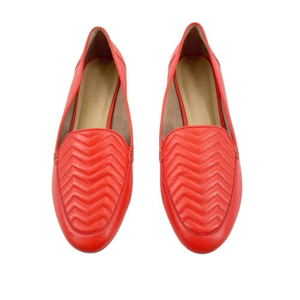 Talbots Winter Squash Ryan Chevron Quilted Slip On Loafers Womens 10M Classic